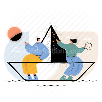 boat, ship, transportation, man, woman